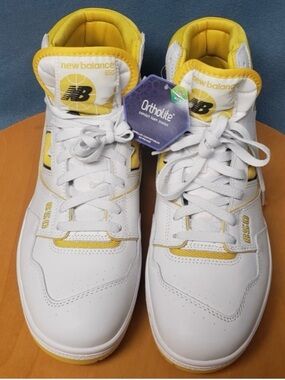 New Balance White and Yellow High-Top Sneaker very rare find .